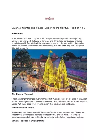 Varanasi Sightseeing Places: Exploring the Spiritual Heart of India