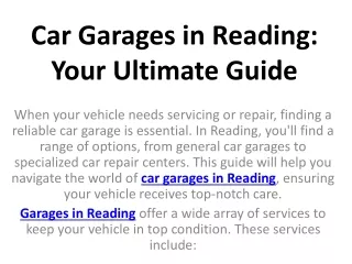 Car Garages in Reading Your Ultimate Guide