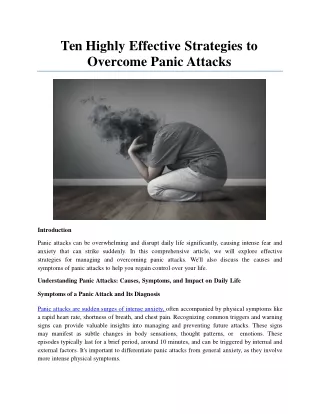 Ten Highly Effective Strategies to Overcome Panic Attacks