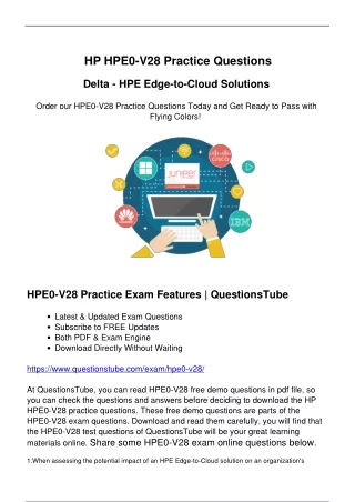 Ready to Pass HPE HPE0-V28 Exam - Real HPE0-V28 Exam Questions Online