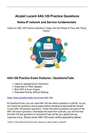 Ready to Pass Nokia 4A0-100 Exam - Real 4A0-100 Exam Questions Online