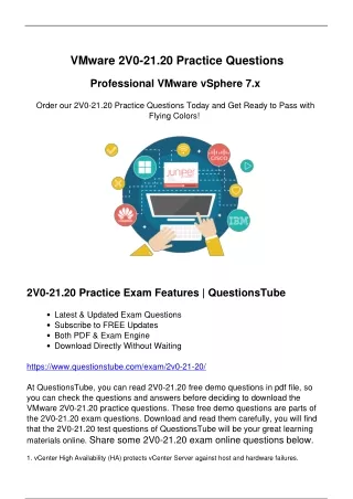 Ready to Pass VMware 2V0-21.20 Exam - Real 2V0-21.20 Exam Questions Online