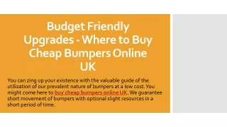 Budget Friendly Upgrades Where to Buy Cheap Bumpers Online UK