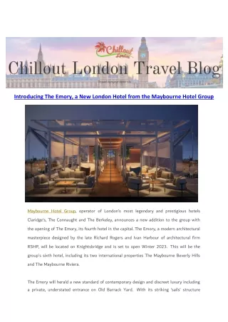 Introducing The Emory, a New London Hotel from the Maybourne Hotel Group