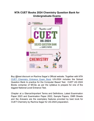 NTA CUET Books 2024 Chemistry for Entrance exam Preparation