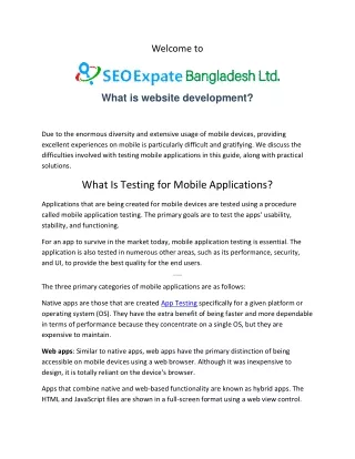 App Testing SEO Expert Bangladesh LTD