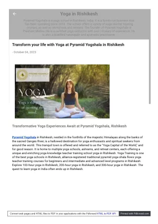 Best Journey of Yoga With Pyramid Yogshala in Rishikesh