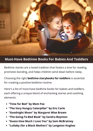 Must-Have Bedtime Books For Babies And Toddlers