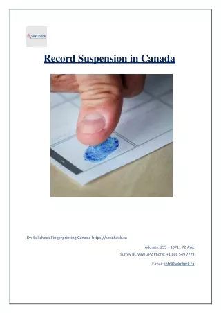 Record Suspension in Canada