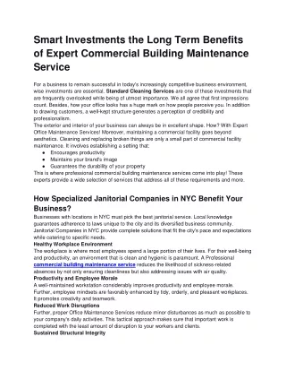 Smart Investments_ The Long-Term Benefits of Expert Commercial Building Maintenance Service