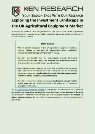 UK Agricultural Equipment- Investment Avenues and Trends