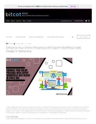 Enhance Your Online Presence with Expert WordPress Web Design in Santa Ana