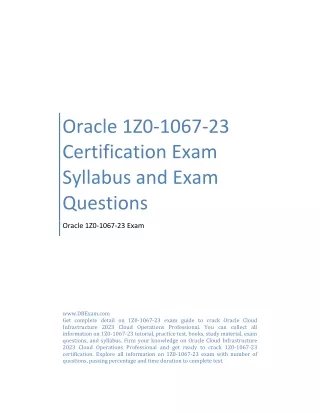 Oracle 1Z0-1067-23 Certification Exam Syllabus and Exam Questions