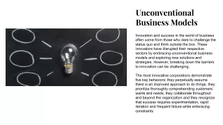 Unconventional Business Models