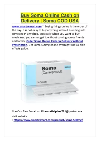 Buy Soma Online Cash on Delivery | Soma COD USA