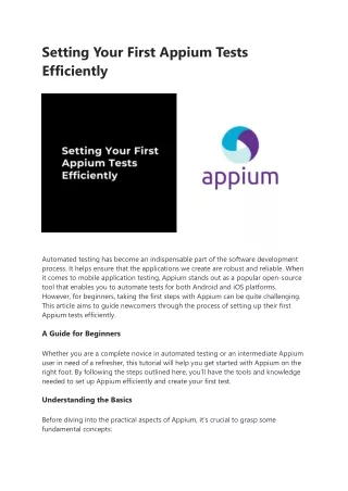 Setting Your First Appium Tests Efficiently