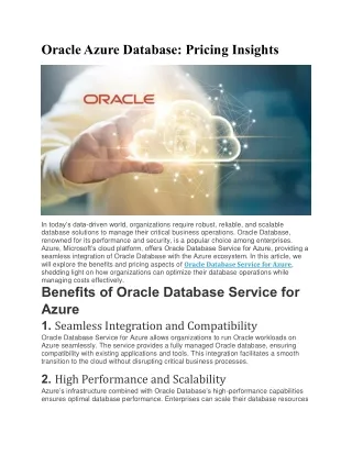 Oracle Azure Database - Pricing Insights