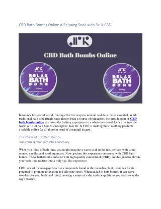 CBD Bath Bombs Online A Relaxing Soak with Dr