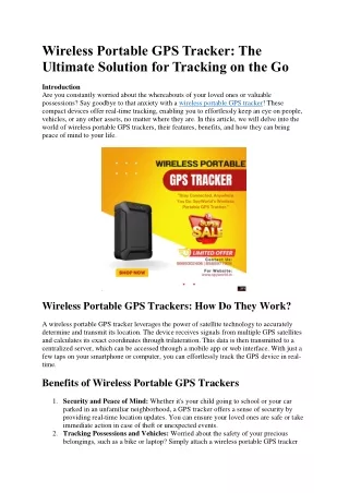 Wireless Portable GPS Tracker The Ultimate Solution for Tracking on the Go