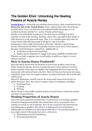 The Golden Elixir_ Unlocking the Healing Powers of Acacia Honey