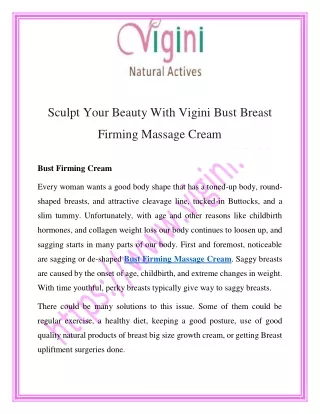 Bust Firming Massage Cream | Call Now-8130095129 | Vigini