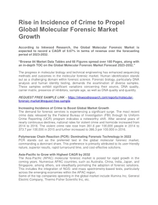 Global Molecular Forensic Market Size, Share, Growth by 2032