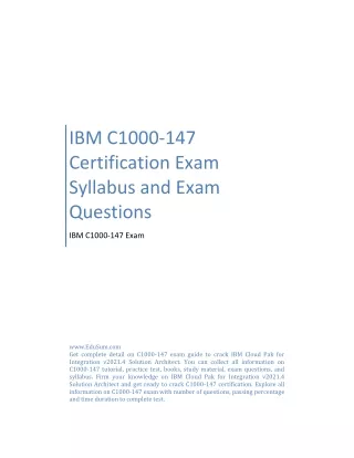 IBM C1000-147 Certification Exam Syllabus and Exam Questions