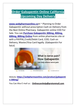 Order Gabapentin Online California Upcoming Day Delivery