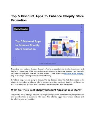 Top 5 Discount Apps to Enhance Shopify Store Promotion