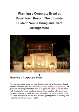 Corporate events resorts in Hyderabad | Browntown Resort