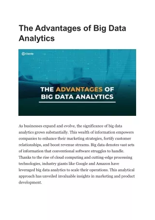 The Advantages of Big Data Analytics