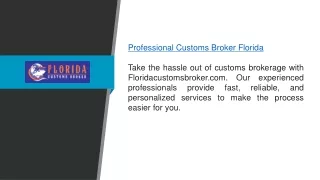 Professional Customs Broker Florida Floridacustomsbroker.com