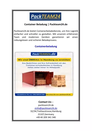 Container Beladung  Packteam24.de