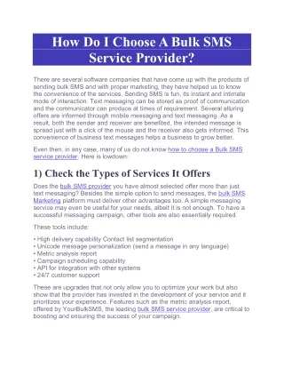 How Do I Choose A Bulk SMS Service Provider