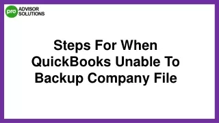 How To Deal With QuickBooks Unable To Back Up Company File