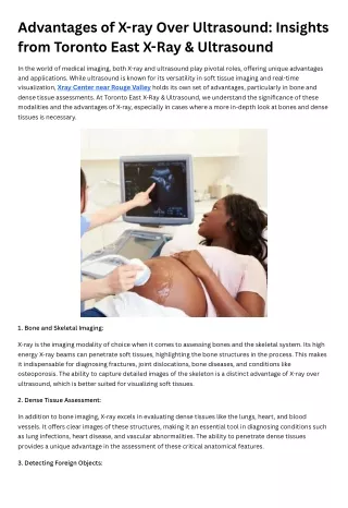 Advantages of X-ray Over Ultrasound Insights from Toronto East X-Ray & Ultrasound