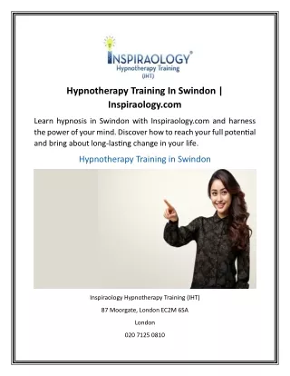 Hypnotherapy Training In Swindon  Inspiraology.com