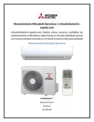 Mantenimiento Mitsubishi Barcelona mitsubishielectric-españa