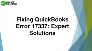 Best Way To Deal With QuickBooks Error 17337