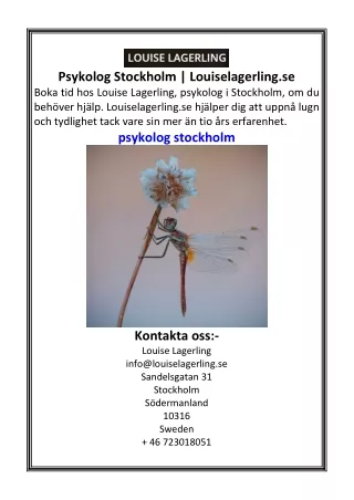 Psykolog Stockholm  Louiselagerling.se