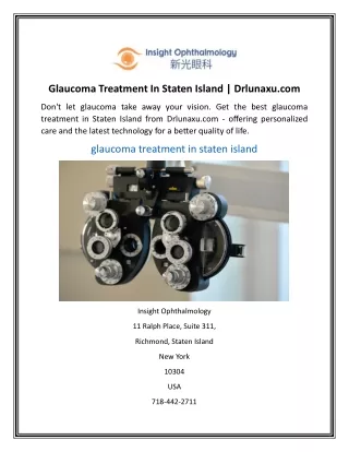 Glaucoma Treatment In Staten Island Drlunaxu.com