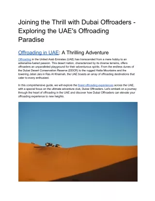 Joining the Thrill with Dubai Offroaders - Exploring the UAE's Offroading Paradise