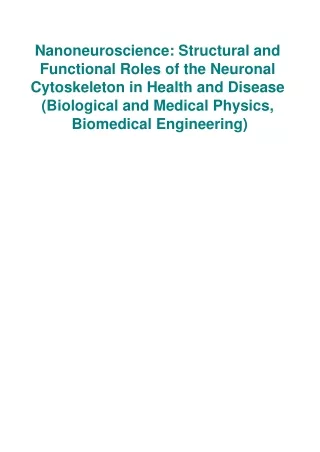 [PDF] eBooks Nanoneuroscience Structural and Functional Roles of the Neuronal Cy