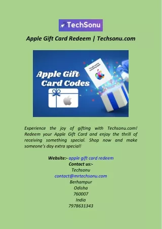 Apple Gift Card Redeem  Techsonu.com