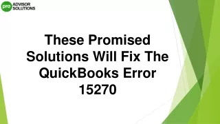 How To Deal With QuickBooks Error 15270