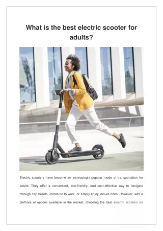 What is the best electric scooter for adults?