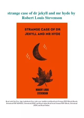 READ [DOWNLOAD] strange case of dr jekyll and mr hyde by Robert Louis Stevenson