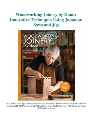 Download PDF Woodworking Joinery by Hand Innovative Techniques Using Japanese Sa