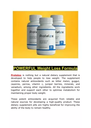 PROTETOX-POWERFUL Weight Loss Formula