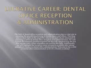 Lucrative Career: Dental Office Reception and Administration